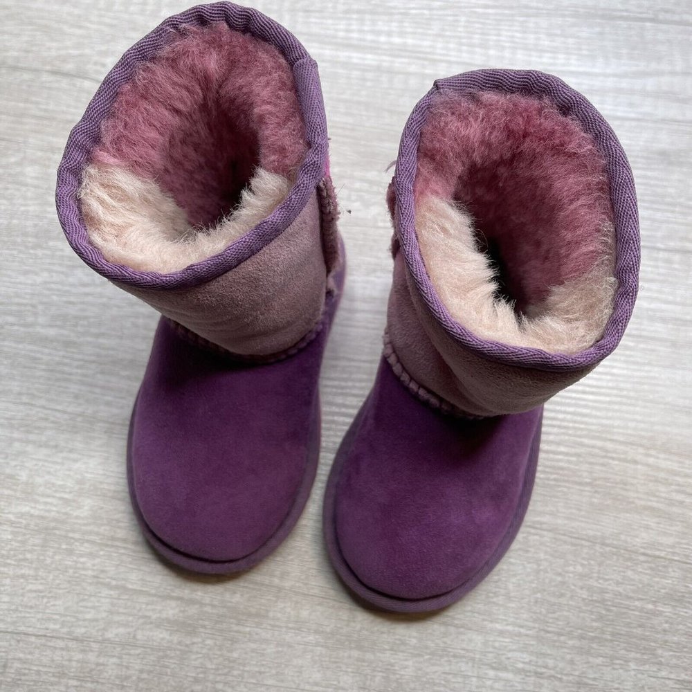 UGG Dried Lavender Multi Classic Patchwork Boot Kids 7 Girls Pink Purple - Picture 2 of 6